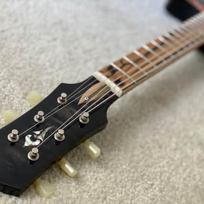 Forshage Single Cut Style - Piano Black with Pale Moon Ebony Board, Flame Maple Binding image 12