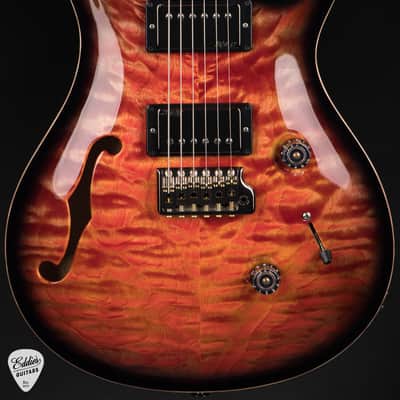 2024 - PRS Eddie's Guitars Wood Library Custom 24 Semi-Hollow Korina/Ziricote - Blood Orange Smokeburst image 2