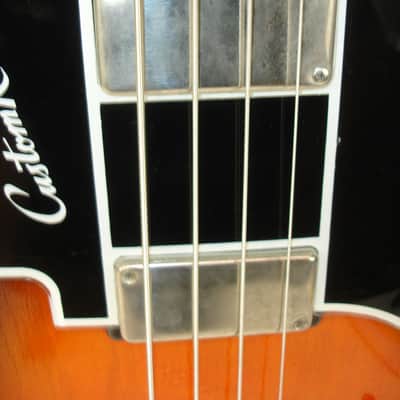 Vintage 1968 Custom Kraft Bone Buzzer 4-String Hollow-Body Electric Bass Guitar, Sunburst w/ Case image 8