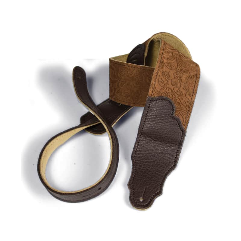Franklin Straps FSSE-BK-BK 2.5" Embossed Suede/Glove Leather EndTab/Caramel/Choc End image 1