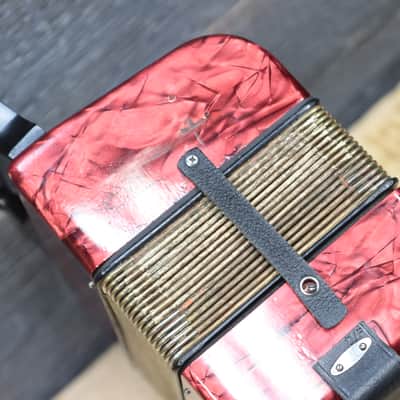 Hohner Erica 2-Row 8-Bass 21-Treble Button C-F Red Diatonic Accordion - Germany image 16