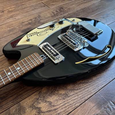 1999 Teisco May Queen Semi-Hollow Electric Guitar Tremolo Black MIJ Japan vox image 8