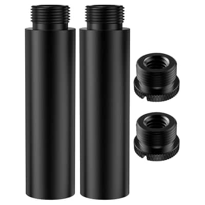 Mic Stand Extension Tube, 2 Pieces 5/8" Thread Microphone Extension Pipe Mic Extender With 2 Pcs 3/8" To 5/8" Metal Adapter For Desk Mic Boom Arm Stand For Sm7B Mv7 Quadcast image 1