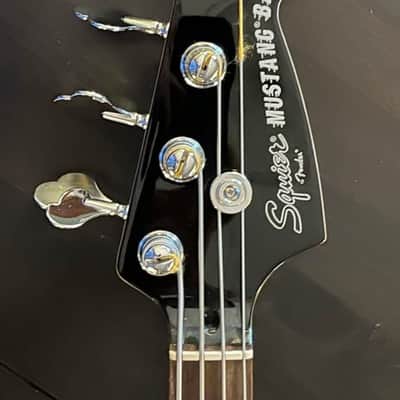 2015 Squier by Fender Mikey Way Signature Mustang Bass - Large Flake Silver Sparkle image 3