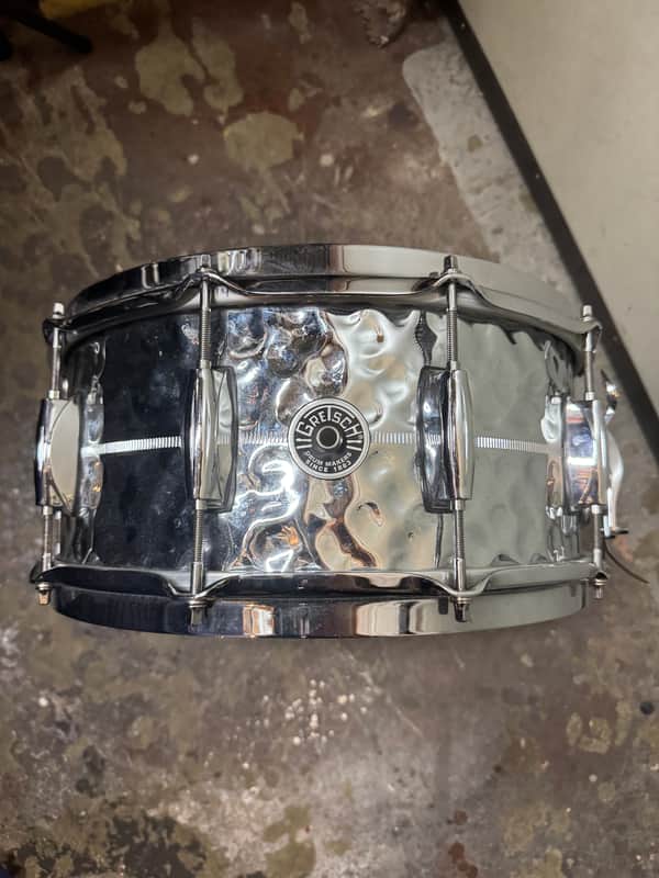 Gretsch GB4164HB Brooklyn Hammered Chrome Over Brass 6.5x14" 10-Lug Snare Drum 2012 - Present - Chrome-Plated image 1