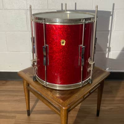 Ludwig No. 996-1 Club Date Outfit 8x12" / 14x14" / 14x20" Drum Set with Keystone Badges 1967 - Red Sparkle image 5