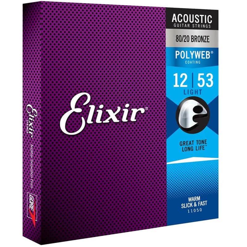 Elixir Bronze Acoustic Guitar String Set POLYWEB Coating Light 12-53 image 1