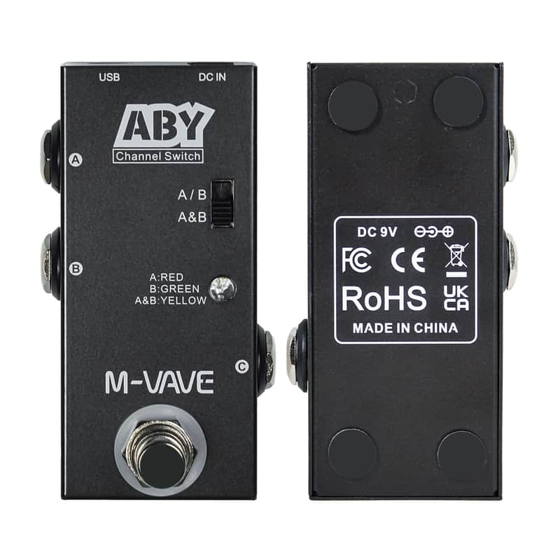 M-vave ABY Channel Switch Guitar Effect Pedal, True Bypass Line Selector with LED Indicators, 9V DC Power, Black (Price includes the import duty for US buyer) image 1