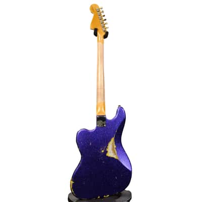 Fender Custom Shop Bass VI Journeyman Relic - Purple Sparkle over Graffiti Yellow image 4
