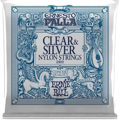 Ernie Ball Ernesto Palla Clear & Silver Tie-On Nylon Classical Guitar Strings, 28-42 Gauge (P02403) image 1
