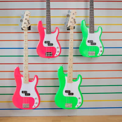 Quincy P BASS Electric Guitar Neon Colour Full Size Neon Pink Girl Girls Bright Day-glow image 4