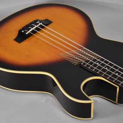 Washburn AB-20 Acoustic-Electric Hollowbody Bass Sunburst w/HSC image 10