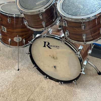 Vintage Rogers Londoner KOA "Big R" 4-Piece Shell Pack 13/14/16/22 Memriloc image 4