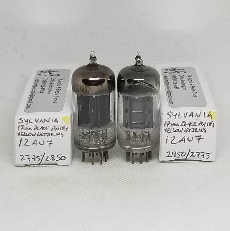 Sylvania 12AU7 Long Black Plate Well Matched (5.9%) Pair NOS 12AU7A ECC82 image 1