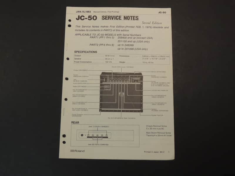 Roland JC-50 Service Notes [Three Wave Music] image 1