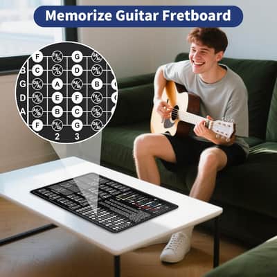 Guitar Theory Mat for Beginner Enthusiasts Guitar Fret board Chart Guitar CAGED System Chord Shape Memorize Fret Board Notes Scale Finger Patterns Guitar image 3