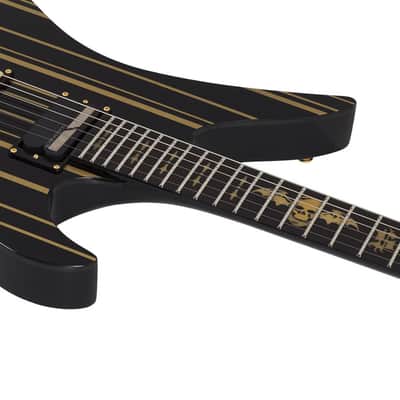 Schecter Synyster Custom-S Electric Guitar - Gloss Black with Gold Pinstripes (1742) image 4