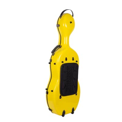 Crossrock Fiberglass Hard Guitar Case with wheels for 4/4 Cello in Yellow image 3