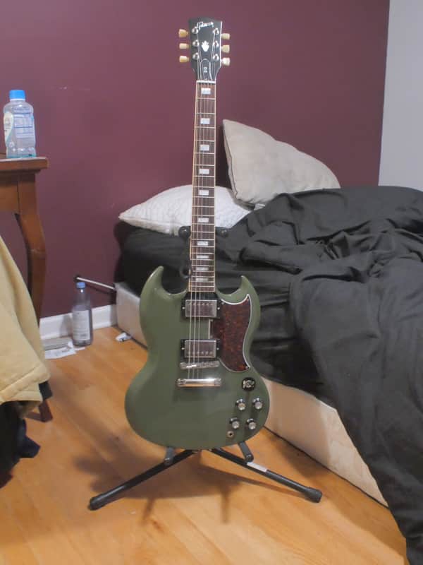 Gibson CME Exclusive SG Standard with T-Type Pickups, Tortoise Pickguard 2018 - Olive Drab image 1