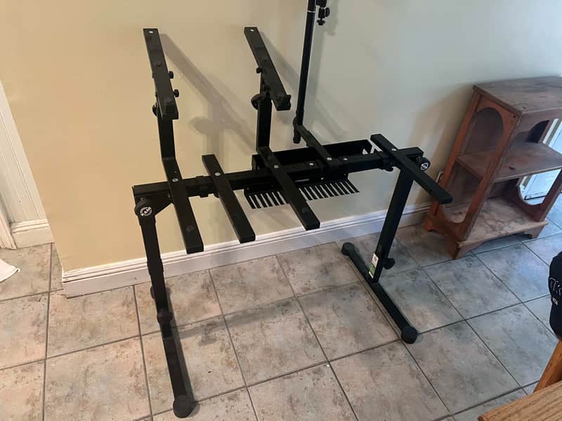 K&M 18820 Omega Pro Keyboard Stand + Second Tier, Third Tier, Table Top, Cable Organizer, Laptop Holder, Universal Holder, Adapter, Extension Rod, Boom Arm + more image 1