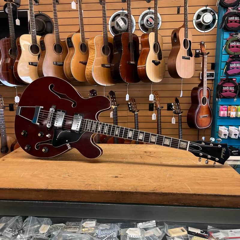 Global EA200 1970s Cherry Red Hollow-Body Electric Guitar image 1