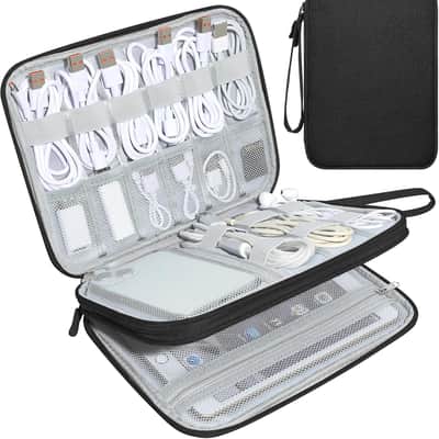 Electronics Organizer Travel, Travel Cord Organizer Case, Compact Electronics Accessories Bag for Cable, Cord, Charger, Phone image 1