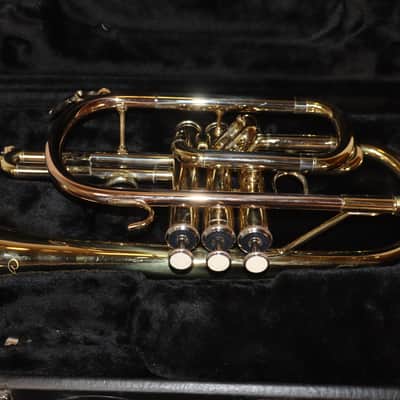 JZ Music Cornet Gold Lacquer with case + Bach 5C mouthpiece used image 3