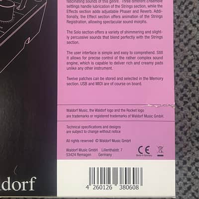 Waldorf Streichfett String Synthesizer 2019 - Present - Black image 2