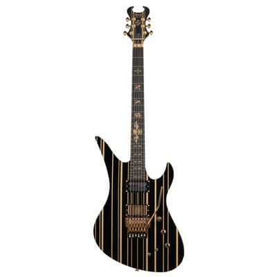 Schecter Synyster Custom-S Signature Electric Guitar - Ebony Fingerboard, Gloss Black w/ Gold Stripes image 1