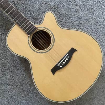 40 Inch Single Cut Acoustic Electric Guitar, Solid Spruce Top Body, Mahogany Neck image 2