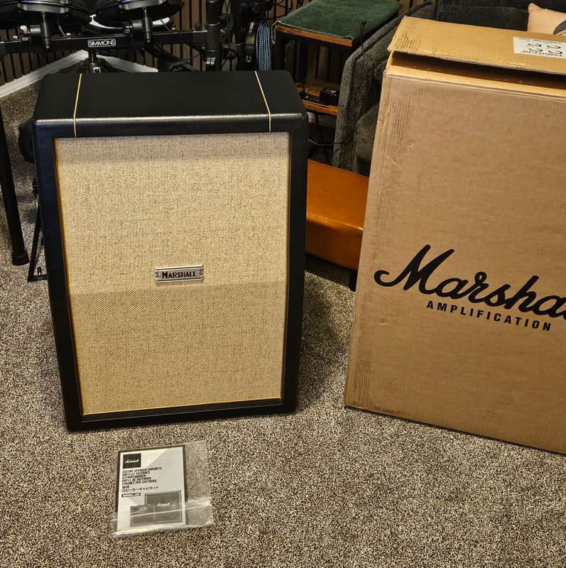 Marshall JTM st212 Slanted Vertical Cabinet with UK G12m Celestion Creambacks  Coffin Logo image 1