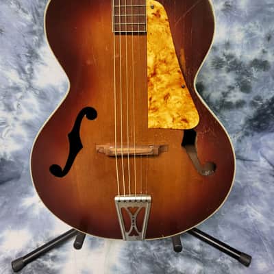 Vintage RARE 1943 Silvertone Model 710 Sunburst Archtop Neck Reset Pro Setup Hard Shell Case image 2