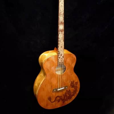 Blueberry Handmade Acoustic Bass Guitar Dragon Motif Bild 2