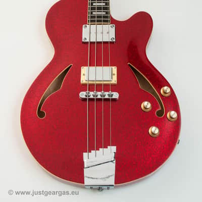 Italia Torino Bass Red Metal Flake,  Semi-Hollow,  made in Korea image 4