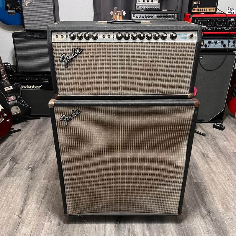 Fender Bandmaster Reverb 2-Channel 40-Watt Guitar Amp Head & 2x12 Cab 1970s - Silverface image 1