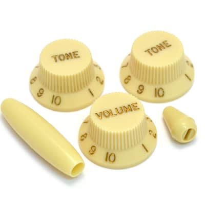 PK-0178-048 Vintage Cream Strat Knob Set for an Aged Appearance USA & Mexico