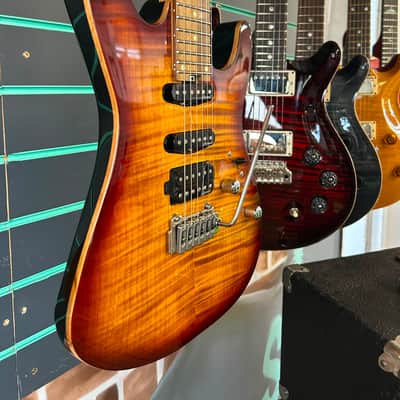 Harley Benton Fusion-III HSS Roasted Flamed Bengal Burst Electric Guitar image 3