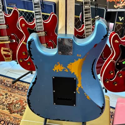Vintage Guitars 30th Anniversary V6 Strat Overspray Relic Super Flame Neck Lake Placid Gun Hill Blue (Serial Number : M2024090909) image 7