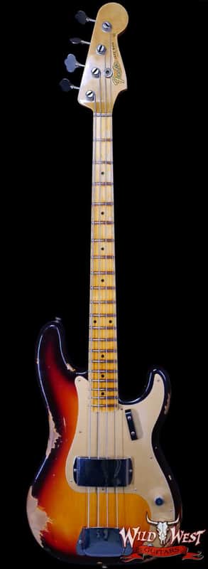 Fender Custom Shop Limited Edition 1958 P-Jazz Bass Precision Bass Body with Jazz Bass Neck Heavy Relic 3 Tone Sunburst 8.50 lbs image 1