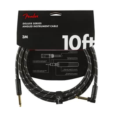 Fender Deluxe Series 10' Instrument Cable Black Tweed Right Angle image 2