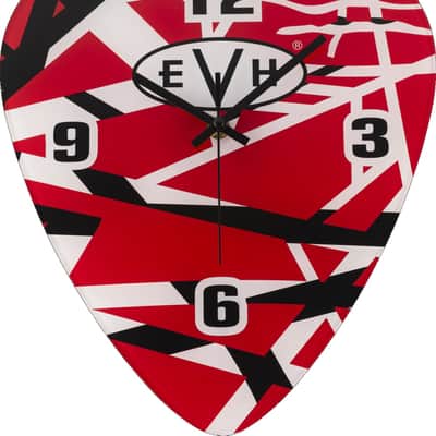 022-7281-000 EVH® Guitar Pick Shape Clock, Red/White/Black Stripes