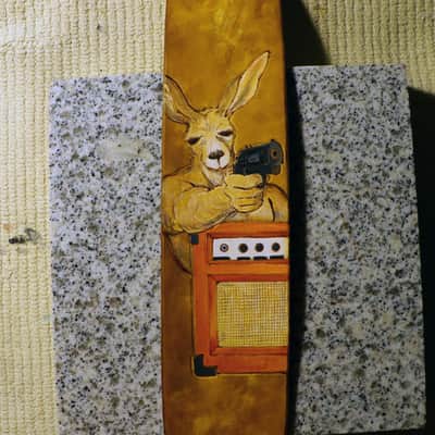 burnyblack custom made guitar strap - gungaroo brown/orange image 6
