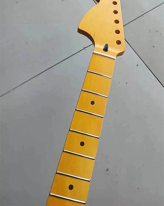 Yellow Reversed Headstock Guitar Maple Wood Strat Style Neck, 22 Frets Fingerboard image 1