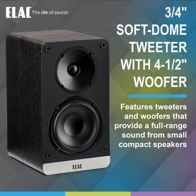ELAC Debut ConneX 4-1/2" Powered Bookshelf Speakers with HDMI ARC, Pair of Bookshelf Speakers for Home Entertainment System, Black image 2