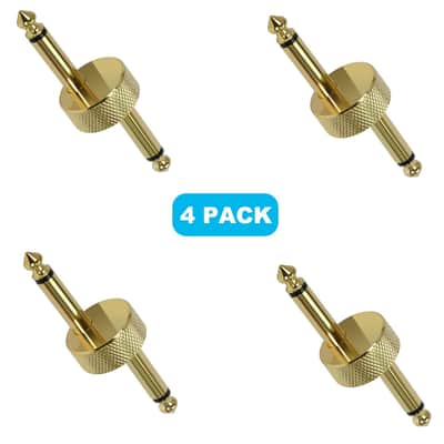 VSN Professional Guitar Pedal Coupler,1/4 Inch Guitar Pedal Connector Z Type 6.3mm Pedals Coupler 4 Pack Pedal to Pedal Connector TS Copper Male Connector for Effect Pedalboard Space Saving Gold image 2