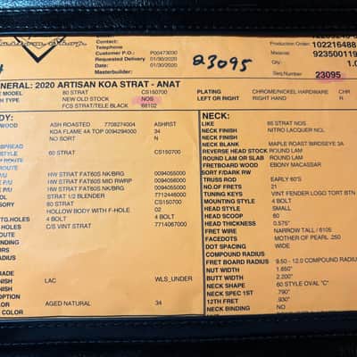 Fender Custom Shop 2020 Artisan Koa Stratocaster NOS image 6