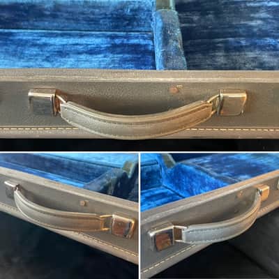 Vintage 1960’s Epiphone Newport Short Scale Bass Hardshell Case Gray Tolex Blue Interior CASE ONLY Extremely Rare image 17
