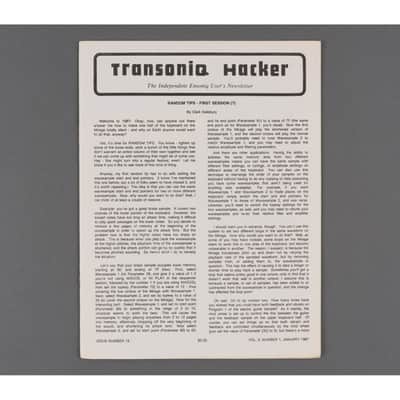 Transoniq Hacker Ensoniq User's Newsletter Issue #19