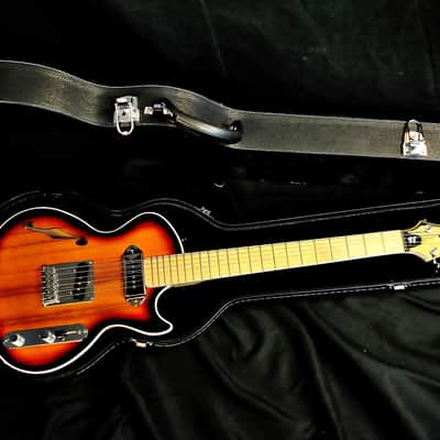 BootLegger Guitar Single Barrel Brown Red Black Burst Custom Case & Flask P90 & Single Coil image 4