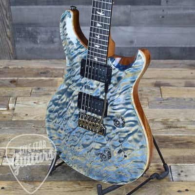 Paul Reed Smith Custom 24 Quilt Artist Top Awabi Birds - Faded indigo with Hardshell Case image 11
